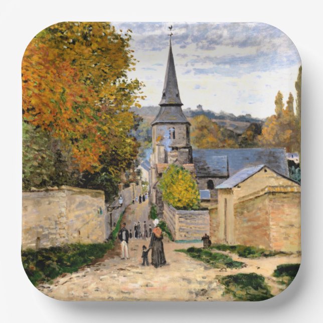Monet - Street in Saint-Adresse Paper Plate (Front)