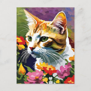 Monet Style Cat Postcard