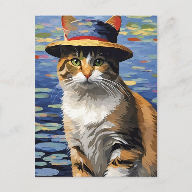 Monet Style Cat Postcard (Front)