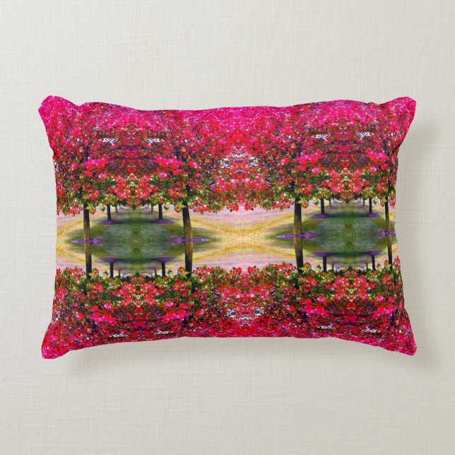 Monet style pink Autumn landscape, pink leaves    Decorative Cushion (Front)