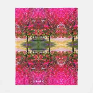 Monet style pink Autumn landscape, pink leaves    Fleece Blanket