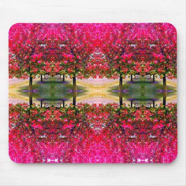 Monet style pink Autumn landscape, pink leaves    Mouse Mat (Front)
