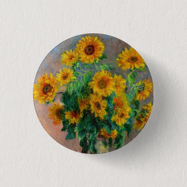 Monet Sunflowers 3 Cm Round Badge (Front)