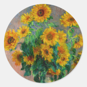 Monet Sunflowers Classic Round Sticker