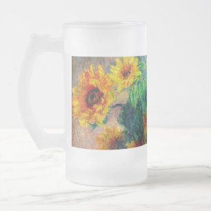 Monet Sunflowers Frosted Glass Beer Mug