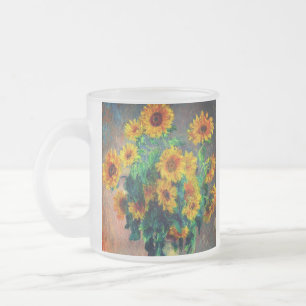 Monet Sunflowers Frosted Glass Coffee Mug