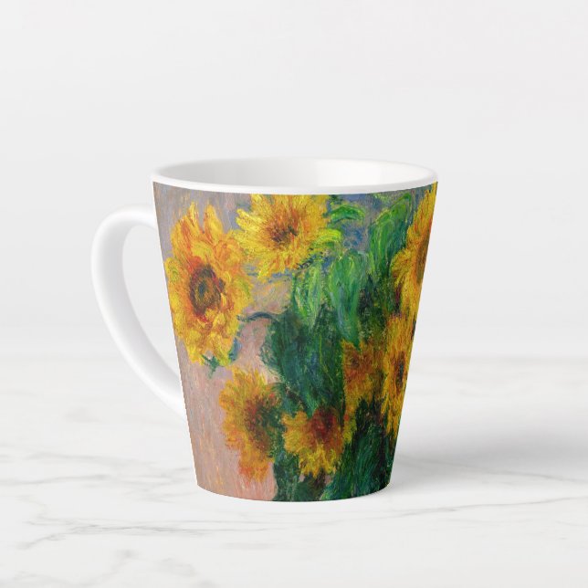 Monet Sunflowers Latte Mug (Left Angle)