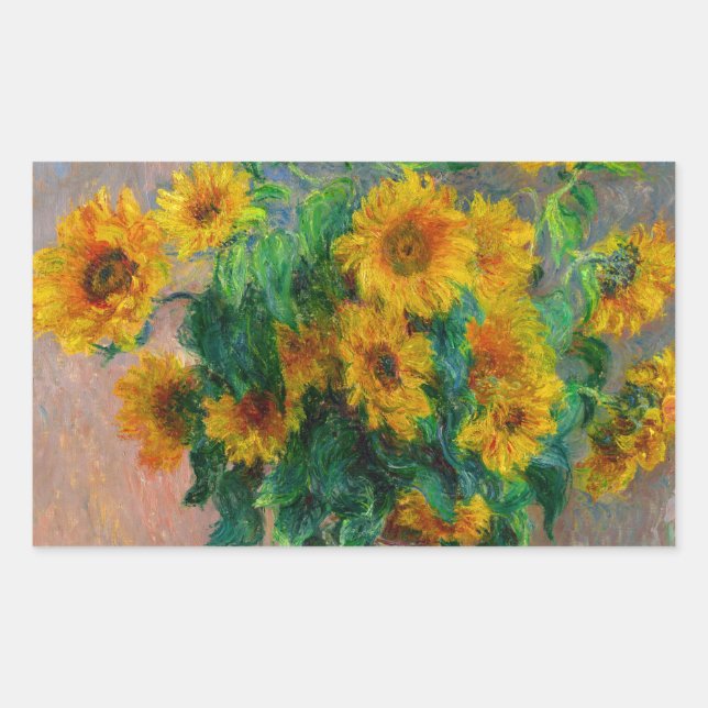 Monet Sunflowers Rectangular Sticker (Front)
