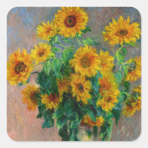 Monet Sunflowers Square Sticker