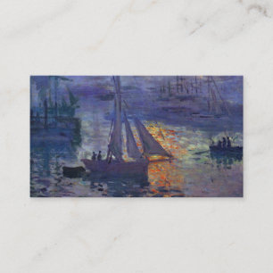 Monet sunrise at sea sailboat painting boating art business card