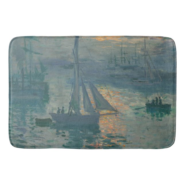 Monet Sunrise Marine Impressionism Painting Bath Mat (Front)