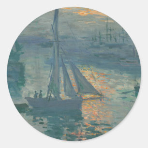 Monet Sunrise Marine Impressionism Painting Classic Round Sticker