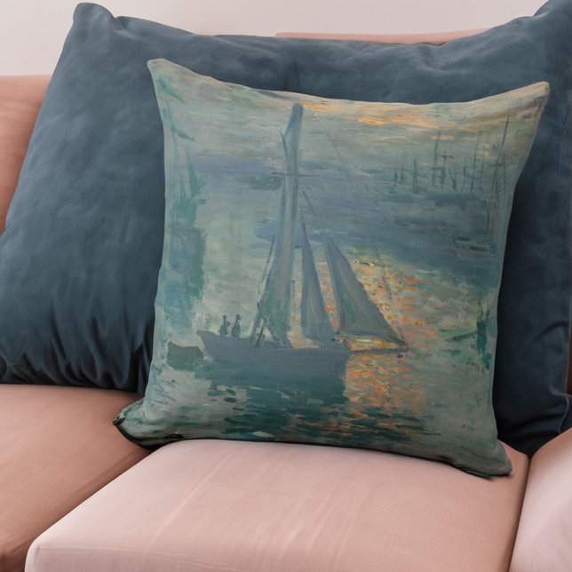 Monet Sunrise Marine Impressionism Painting Cushion (Creator Uploaded)