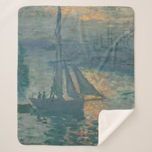 Monet Sunrise Marine Impressionism Painting Sherpa Blanket