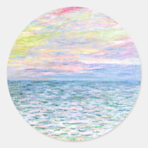 Monet - Sunset at Pourville, fine art, Classic Round Sticker