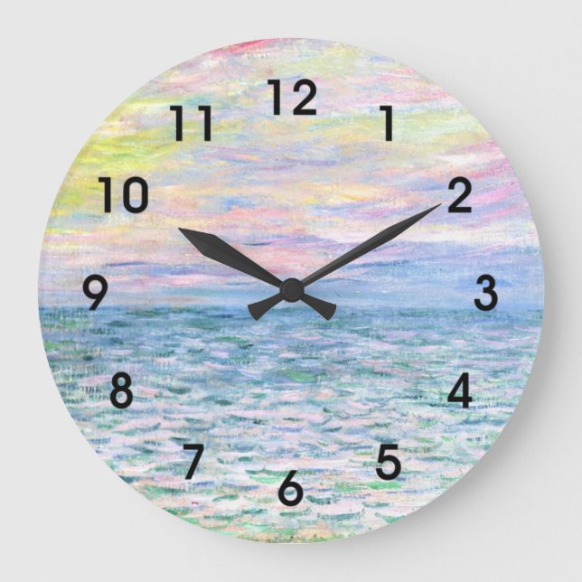 Monet - Sunset at Pourville Large Clock (Front)