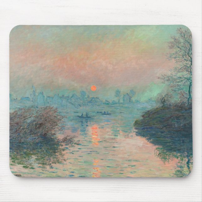 Monet Sunset fine art impressionist painting Mouse Mat (Front)