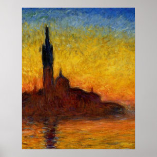 Monet Sunset in Venice Impressionist Painting Poster