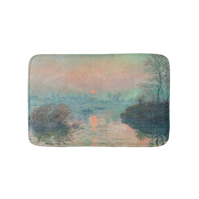 Monet Sunset on the Seine Fine Art Impressionism  Bath Mat (Front)