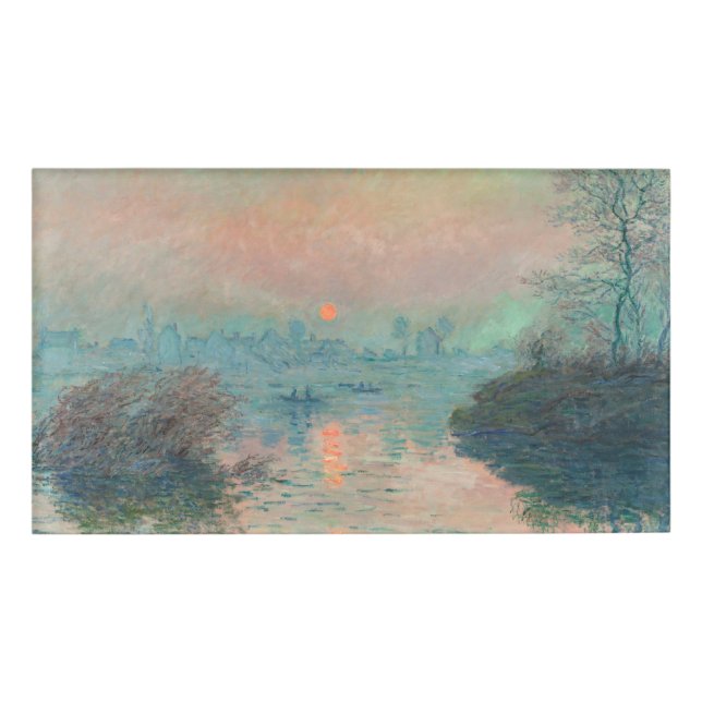 Monet Sunset on the Seine Fine Art Impressionism  Name Tag (Front)