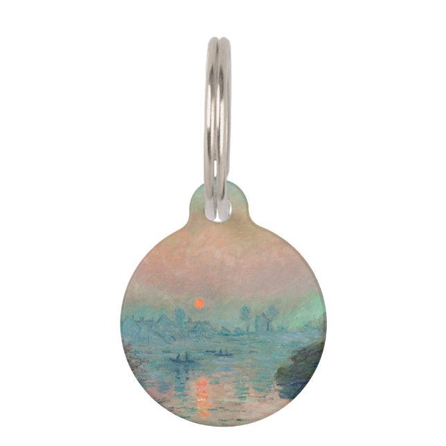Monet Sunset on the Seine Fine Art Impressionism  Pet Tag (Front)