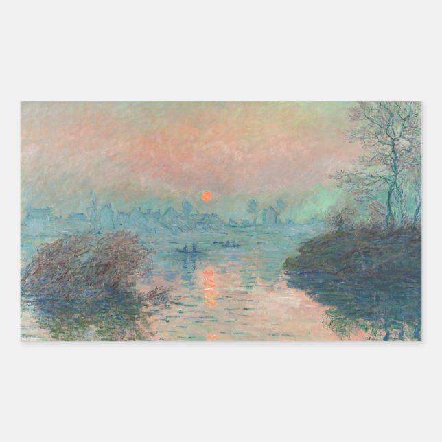 Monet Sunset on the Seine Fine Art Impressionism  Rectangular Sticker (Front)