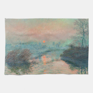 Monet Sunset on the Seine Fine Art Impressionism Tea Towel