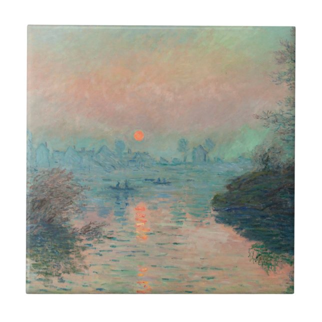 Monet Sunset on the Seine Fine Art Impressionism  Tile (Front)