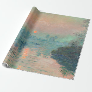 Monet Sunset on the Seine Fine Art Impressionism Wrapping Paper