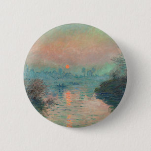 Monet Sunset Seine Fine Art Impressionism 6 Cm Round Badge