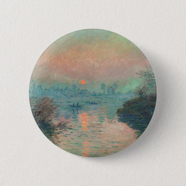 Monet Sunset Seine Fine Art Impressionism  6 Cm Round Badge (Front)