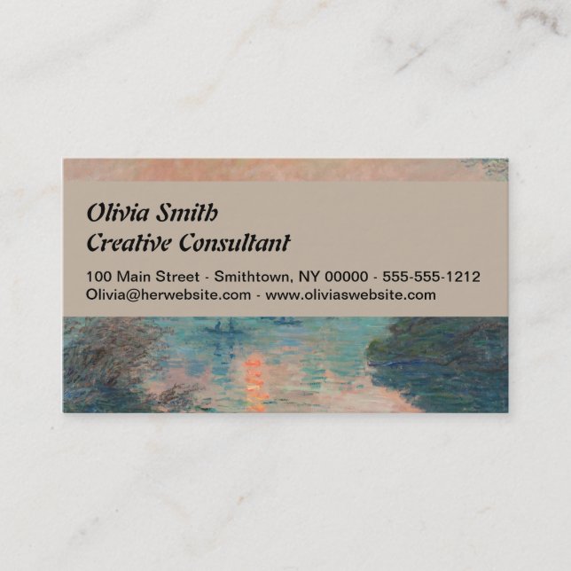 Monet Sunset Seine Fine Art Impressionism  Business Card (Front)