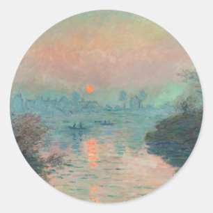 Monet Sunset Seine Fine Art Impressionism  Classic Round Sticker