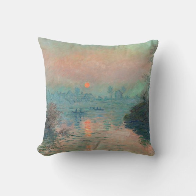 Monet Sunset Seine Fine Art Impressionism  Cushion (Front)