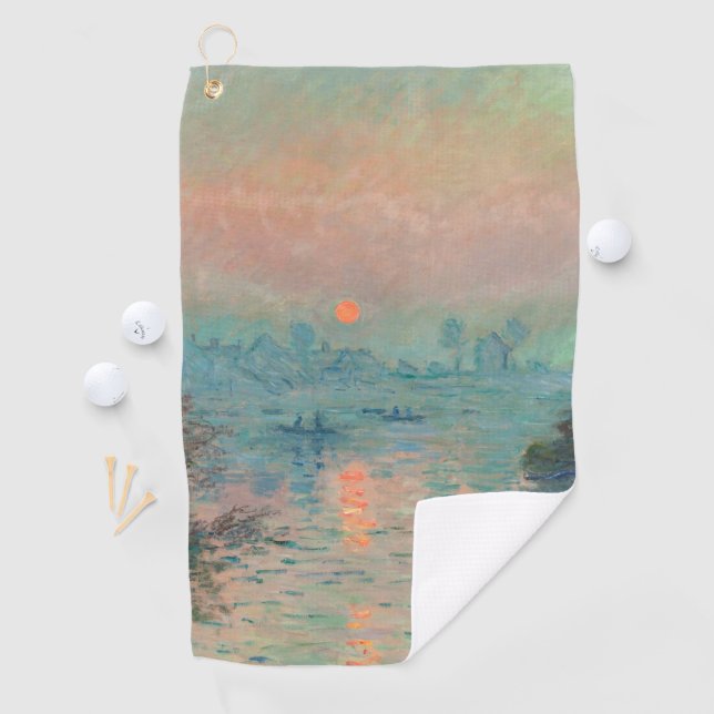 Monet Sunset Seine Fine Art Impressionism  Golf Towel (InSitu)