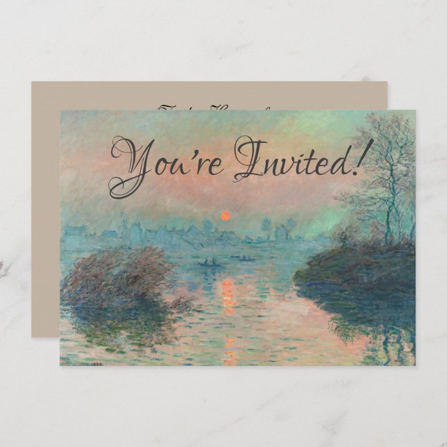 Monet Sunset Seine Fine Art Impressionism  Invitation (Front/Back)