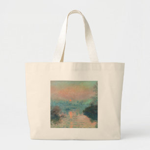 Monet Sunset Seine Fine Art Impressionism  Large Tote Bag