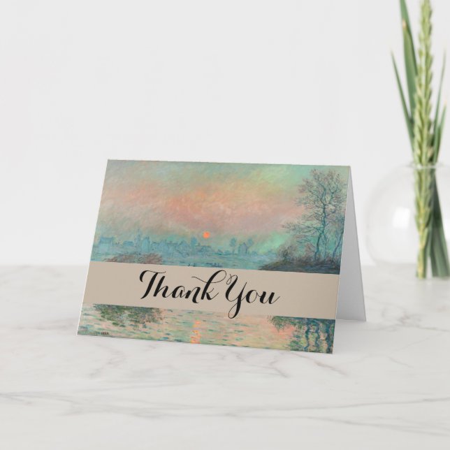 Monet Sunset Seine Fine Art Impressionism  Thank You Card (Front)