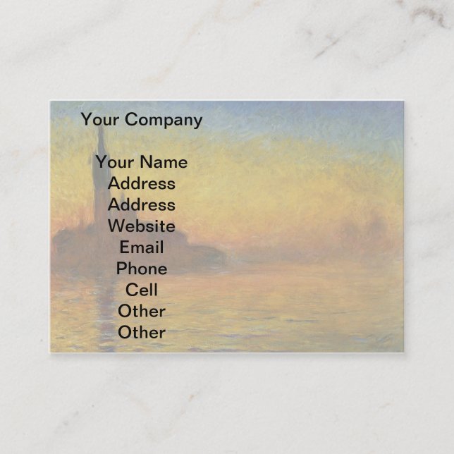 Monet Sunset Venice Colourful Impressionism Art Business Card (Front)