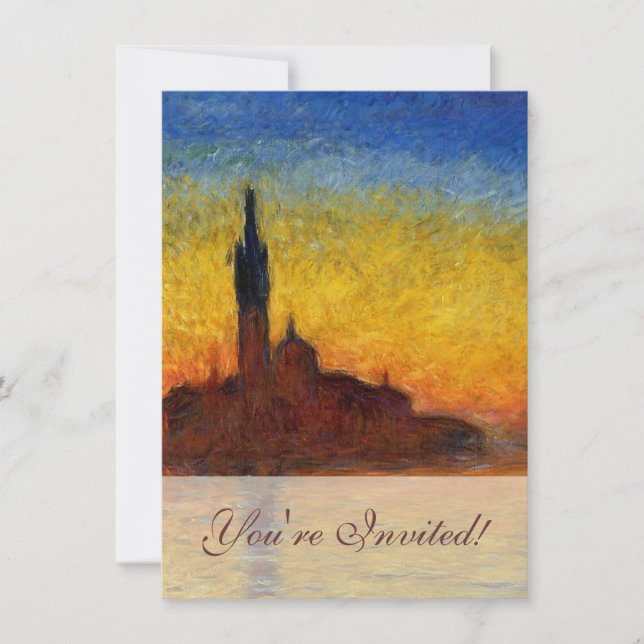 Monet Sunset Venice Colourful Impressionism Art Invitation (Front)