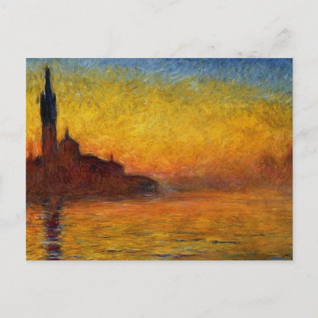 Monet Sunset Venice Colourful Impressionism Art Postcard (Front)