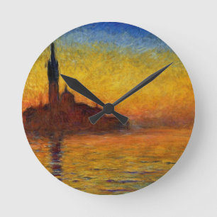 Monet Sunset Venice Colourful Impressionism Art Round Clock