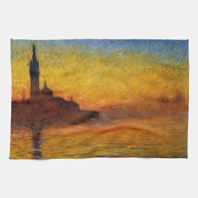 Monet Sunset Venice Colourful Impressionism Art Tea Towel (Horizontal)