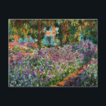 Monet The Artist’s Garden at Giverny  Postcard<br><div class="desc">A Monet flower postcard featuring beautiful pink and purple irises in a garden shimmering underneath tall trees. A great Monet gift for fans of impressionism and French art. Peaceful nature impressionism with lovely flowers and scenic landscape.</div>