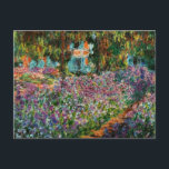 Monet The Artist’s Garden at Giverny  Postcard<br><div class="desc">A Monet flower postcard featuring beautiful pink and purple irises in a garden shimmering underneath tall trees. A great Monet gift for fans of impressionism and French art. Peaceful nature impressionism with lovely flowers and scenic landscape.</div>