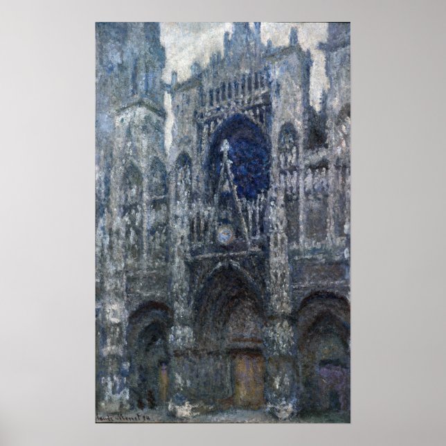 Monet - The Cathedral In Rouen The Portal, Grey Poster (Front)