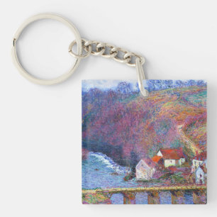 Monet - The Grande Creuse by the Bridge at Vervy Key Ring
