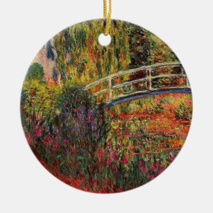 Monet - The Japanese Bridge, Irises, Ceramic Tree Decoration