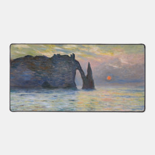 Monet - The Manneport, Cliff at Etretat, Sunset Desk Mat
