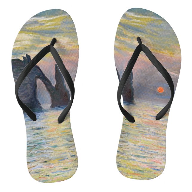 Monet - The Manneport, Cliff at Etretat, Sunset Flip Flops (Footbed)